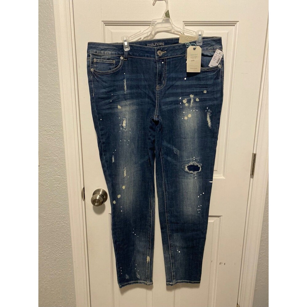 Maurices Denim Flex Distressed Skinny Jean Pants Womens Size 15/16